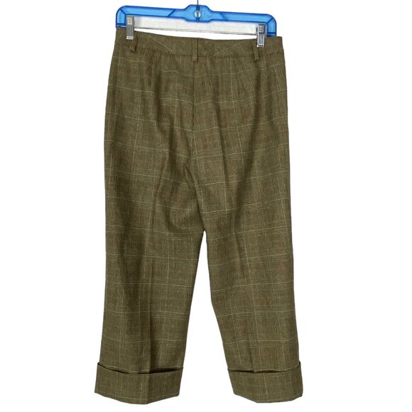 PIAZZA SEMPIONE Plaid New Wool Spandex Capri Cuffed Pants Italy Brown Sz S 78-3 - Picture 2 of 12